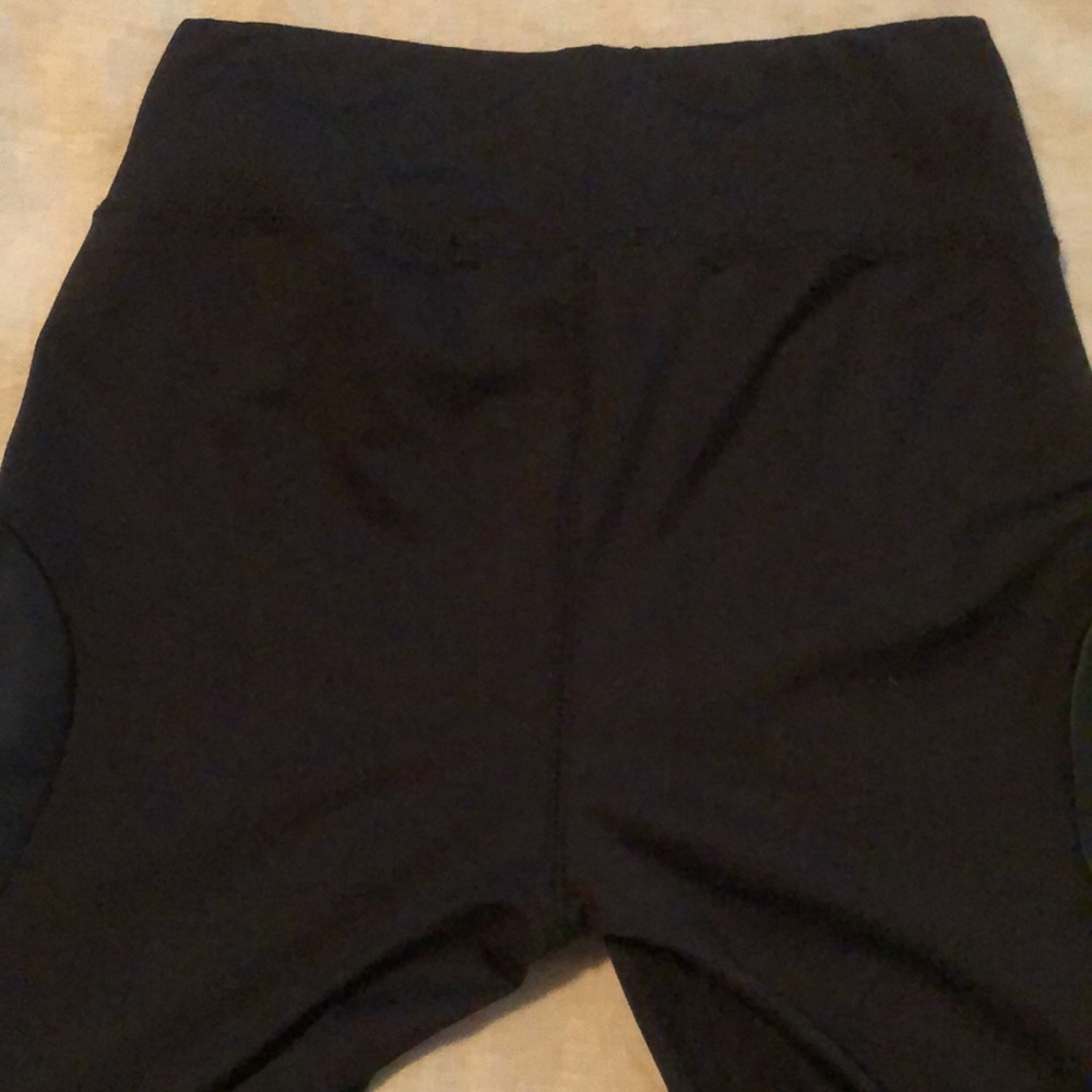 Kensie Shiny Black Leggings w/Faux Leather Panel - Picture 9 of 9
